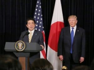 Japanese Prime Minister Abe and President Trump met at Mar-a-Lago in February 2017. Abe will visit Trump there again this April 18th-19th