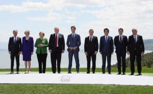Leaders attending the G7 Summit pose for a group photo