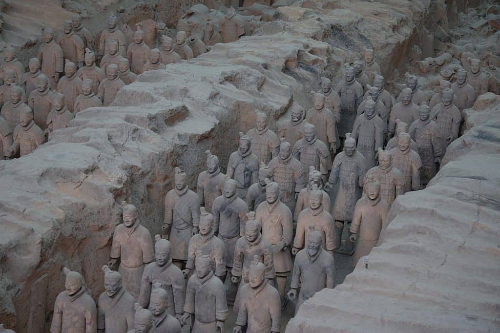 A portion of the vast terracotta army buried in 210-209 B.C. with Qin Shih Huang, China's first totalitarian emperor. 