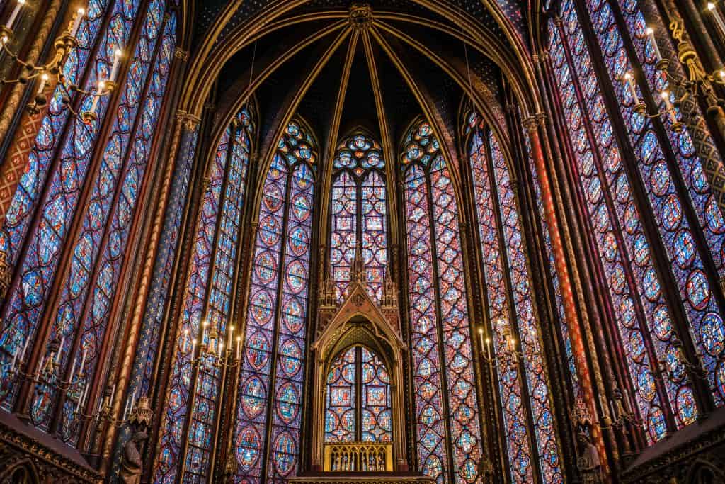 The Sainte Chapelle in Paris is one of the glories of the medieval golden age of the arts.