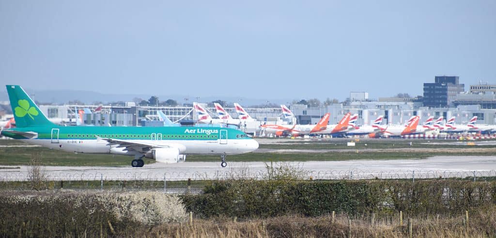 Airline fleets are mostly grounded, as shown above by all the parked planes at Gatwick Airport. But the US and EU are still faced off against each other in rival multi-billion dollar settlement awards at the World Trade Organization. These could  lead to a major tariff war if not settled.