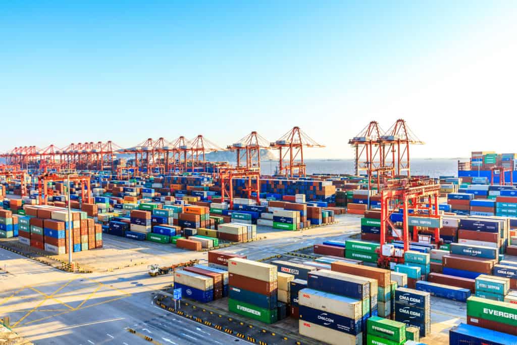 Shanghai Yangshan Deepwater Cargo Terminal, one of the world's largest container ports. 