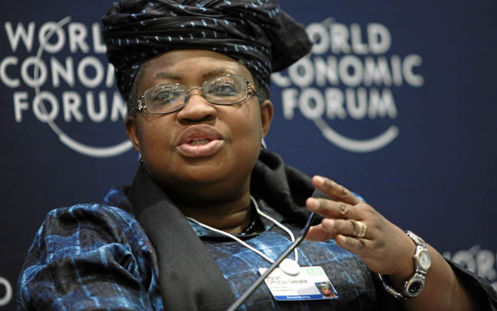 Ngozi Okonjo-Iweala, likely next Director-General of the World Trade Organization, shown here at 2010 meeting of the World Economic Forum in Davos, Switzerland when she was a managing director at the World Bank, Washington DC