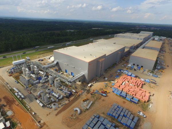 SK Battery America is building two battery plants at this site in Commerce, GA. Construction and electric vehicle battery production will continue as a result of a last minute settlement of an intellectual property dispute that could have halted the work.